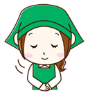 緑のエプロン女性。